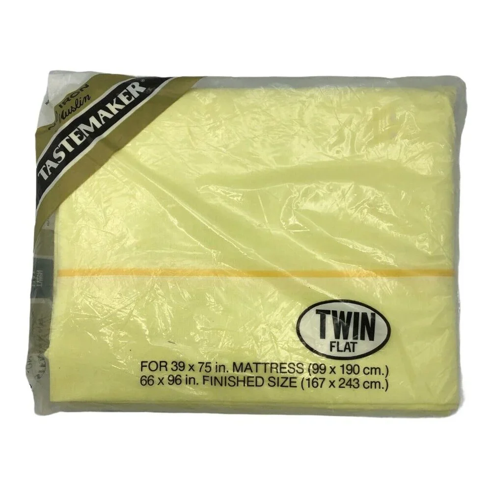 Vintage Tastemaker Twin Flat Sheet Yellow No-Iron Muslin 66”x96” Made USA